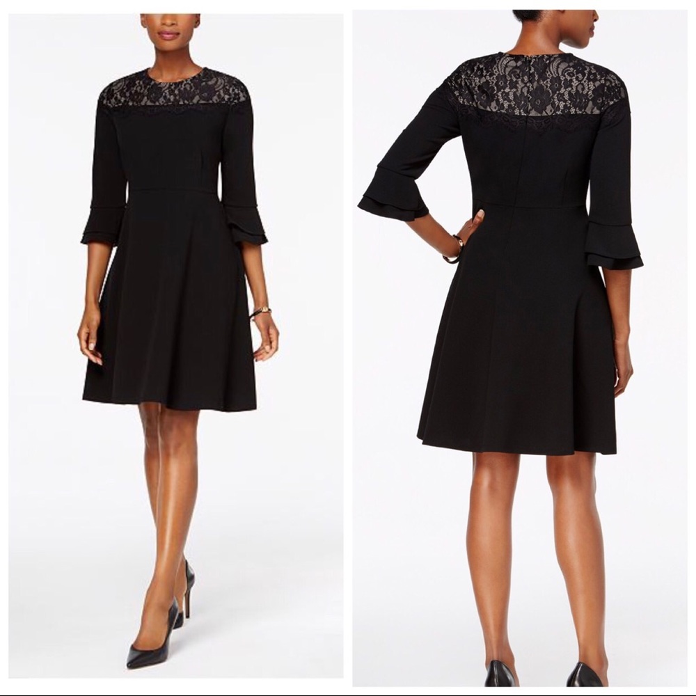 Charter Club Petite Lace-Yoke Fit & Flare Dress
